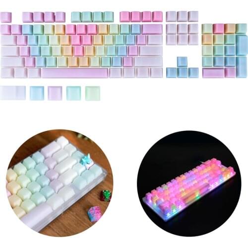 109 key POM Jelly Keycaps Doubleshot Translucent OEM Profile Keycaps for DIY 60%/ 87 TKL/104/108 MX Switches Mechanical Keyboard