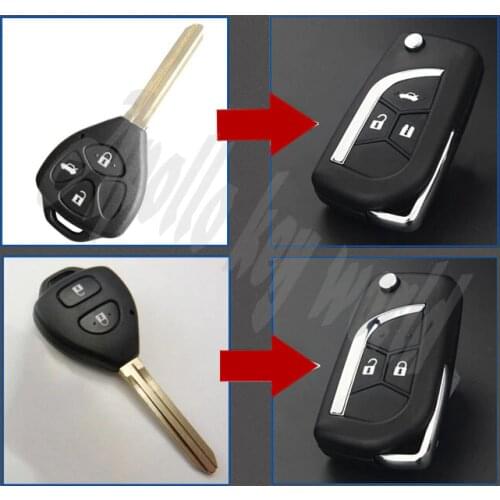 2 Buttons/3 Buttons Modified Flip Folding Remote Key Case Shell For Toyota Camry Crown Corolla Reiz RAV4 Key Fob Cover