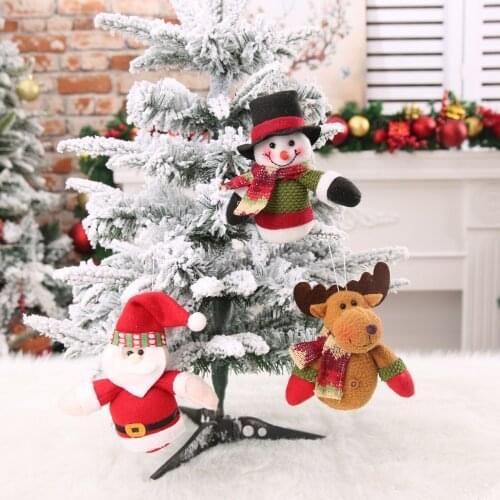 2020 Christmas Ornaments Cute Snowman Reindeer Santa Claus Plush Doll Pendants Xmas Tree Hanging Decoration