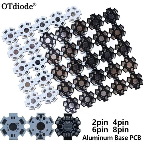 25pcs 1W 3W 5W LED PCB Board 20mm White Black LED Aluminum Heat sink Base Plate 2pin 4pin 6pin 8pin For High Power LED