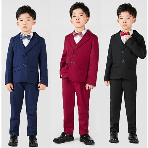 Top Quality Boys Blazer Set 3 pcs/set Wedding Suits for Boy Formal Dress Suit Kids Prom Suits Toddler Boys Blazer Pants Vest