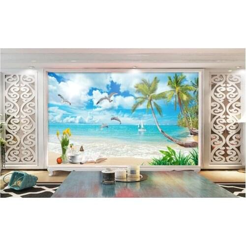 3d landscape wallpaper mural 3d wallpaper Tree sea view landscape painting custom 3d wallpaper