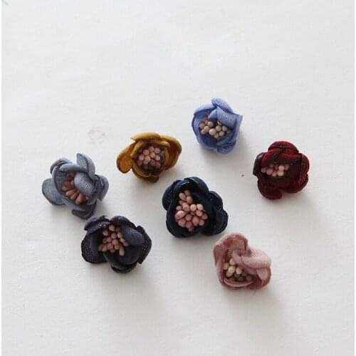 40pcs/lot Fabric Chiffon Flower With stamen Center For Baby Children Hair Accessories bud Chiffon Flowers