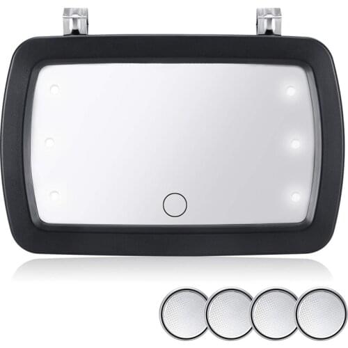 Car Sun Visor General Motors Makeup Mirror Car Hd Interior Mirror 4-Piece Button Battery Led Light Finger Press Switch
