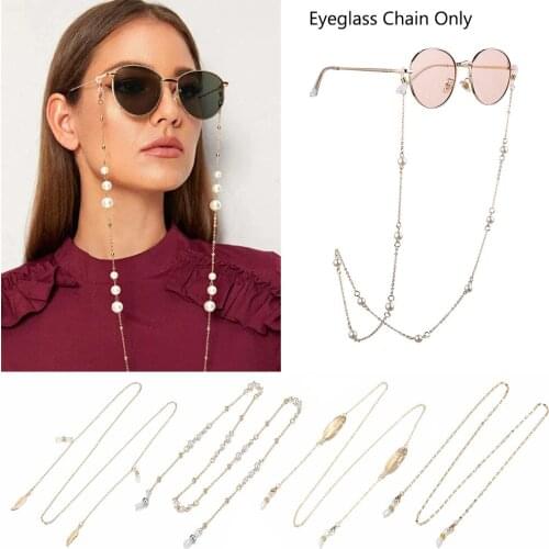 1Pcs Pearls Glasses Chains Metal Sunglasses Reading Glasses Laces Cords Vintage Eyeglasses Holder Strap Eyewear Mask Lanyards