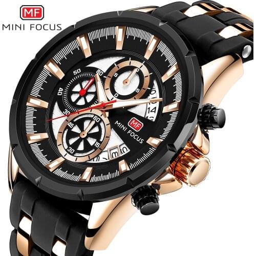 MINI FOCUS Sports Casual Watch Men Quartz Clock Stainless Steel Strap Date Display Top Brand Luxury Wristwatches for Fashion Man