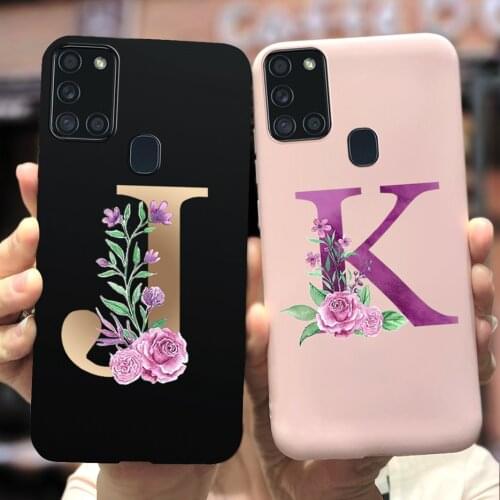 For Samsung Galaxy A21S Case Cute 26 Letters Phone Cover For Samsung A21s SM-A217F Case Soft TPU Fundas GalaxyA21s A 21 s Bumper