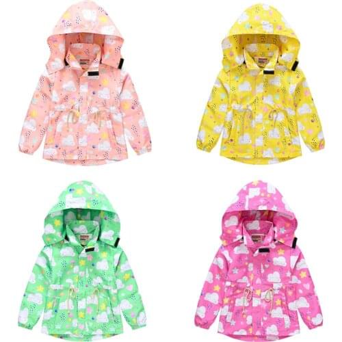 Childrens clothing 2021 new girls casual windbreaker children cartoon hooded drawstring jacket jacket western cardigan top