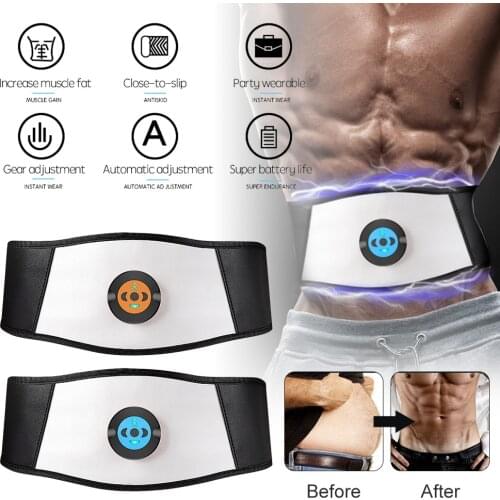 EMS Abdominal Slimming Electronic ABS Muscle Stimulator Toning Waist Trainer Loss Weight Fat Body Massage Adjustable PU Belt