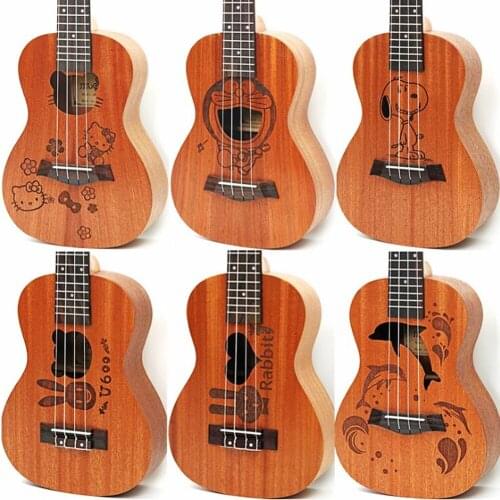 Hot Selling 21 Inch Ukulele Cartoon Style Ukulele Sapele 4 Strings Small Guitar Excellent Kids Musical Instrument gift UK2147