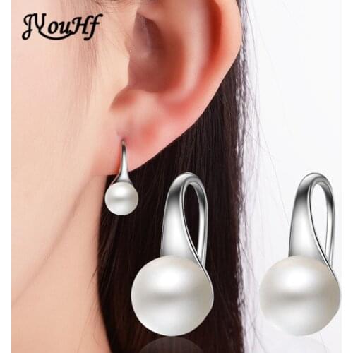JYouHF Small 8mm Pearl Earrings for Women Girl Korean Style White Gold Color Wedding Party Stud Earrings Female Fashion Jewelry