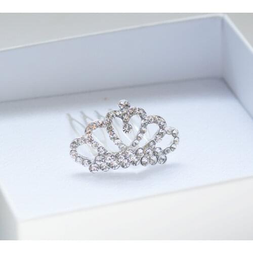 Colorful Rhinestone Metal Mini Crown Hair Combs For Girls Fashion Flower Girls Party Hair Tiara Hair Accessories