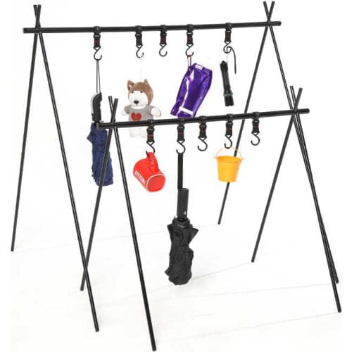 Lightweight outdoor Folding Camping Shelf Aluminum Alloy Clothes Storage Hanger Cookware Eequipment Hanging Rack Triangle Rack