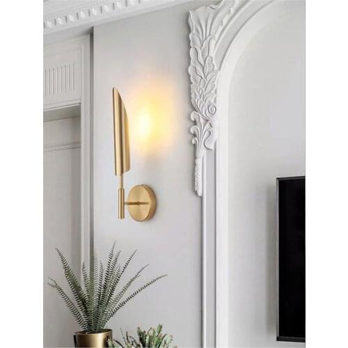 Nordic Minimalist copper Led Wall Lamps Fixtures Modern Bedroom Bedside Aisle Wall Lights Sconce Loft Corridor Luminaire