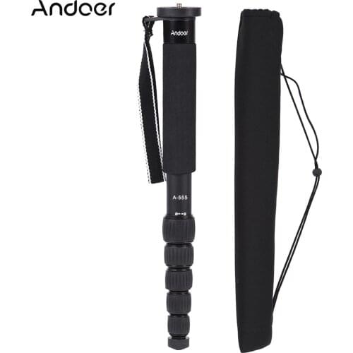 Andoer A-555 Aluminum Alloy Camera Monopod tripod Portable 6-Section Photography Unipod Stick for Nikon Canon Sony Pentax Camera
