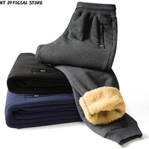 Mens Winter Pants Classic Brand Sweatpants Super Warm Thick Pant Cashmere Trousers for Men Fleece Male Long Outdoors Pants Men
