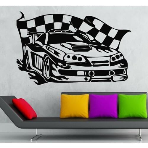 Wall Sticker Sports Racing Car Race Rally Racer Garage Cool Decor Vinyl Decal Bedroom Living Room Man Cave Home Art Mural S1231