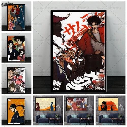 Samurai Champloo Wall Art Poster Hot Japan Anime Retro Pictures Prints Canvas Painting for Living Room Home Decor