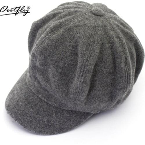 Outfly Wool parent-child octagonal cap spring and autumn Pumpkin hat men and women couples flat cap on sale