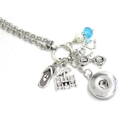 1PC Beach Necklace Snap Necklace 18mm Snap Jewelry Beach Chair Pendant Necklace Hockey Lover Gifts Collar
