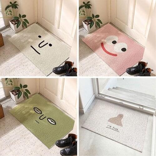 Welcome Doormat Entrance Hallway Rectangle Printed Non-Slip Floor Rugs Cute Smile Front Door Mat Outdoor Rugs Wire Loop Carpet