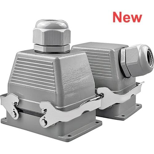 New Arrival Rectangular Line Connector Heavy Duty HDC HE 4 6 8 10 16 20 24 32 48 Core Pin 16A Waterproof Aviation Plug Top Side