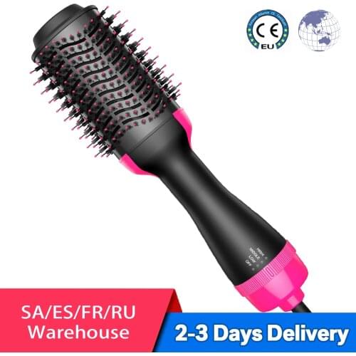 Hot Air Brush Multi-Function Hair Dryer Straightener Curler Comb One Step Professional Salon Hair Styler and Volumizer Ion Blow