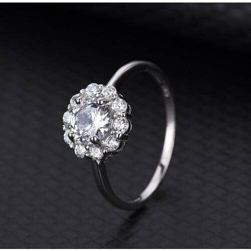 Russian Hot Selling Hand Jewelry Zirconia Ring Fashion Womens S925 Sterling Silver Classic Flower Shape