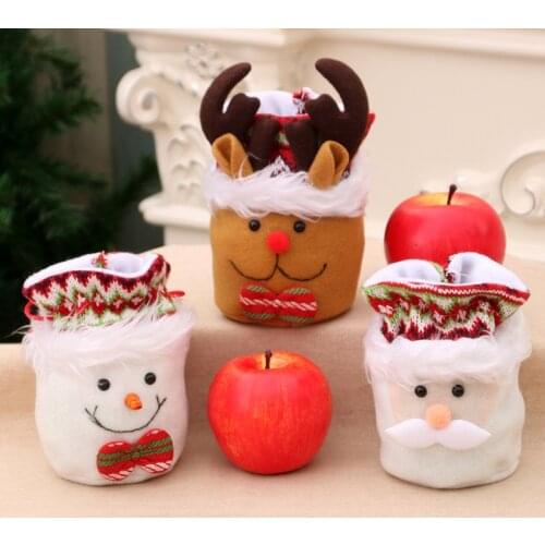 Christmas Decorations Christmas Gift Bag Candy Bag Apple Bag Cartoon Santa Claus Plush Closing Gift Bag