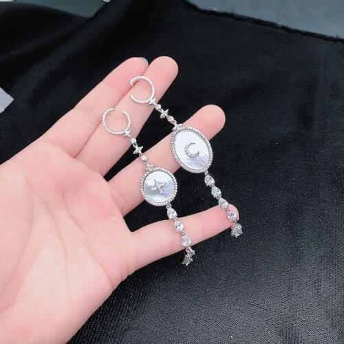 New Fashion Drop Earrings Moon Star Asymmetric Design Charm Tassel Earrings For Women Wedding Jewelry Statement Christmas Gifts