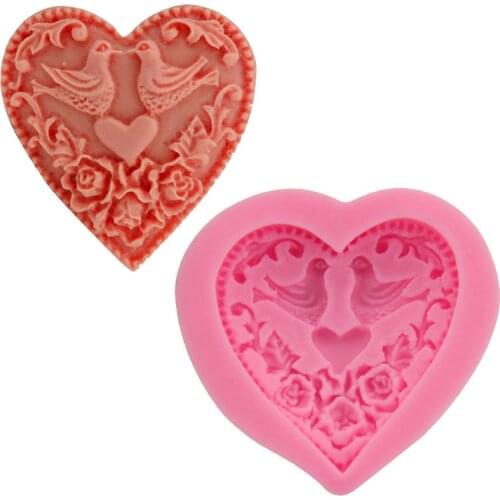 Valentines Day Silicone Mold Rose Wreath Dove Love Jewelry Mold Non-stick Chocolate Fondant Cake Mold Seen On TV