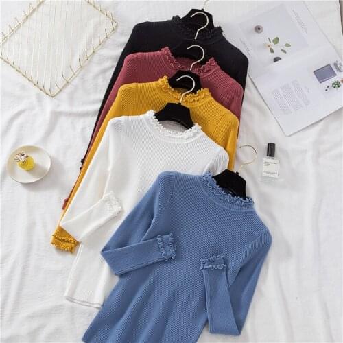 Sweater Women Knitted Sweaters for Women Long Sleeve Basic White Black Sweater Plus Size Autumn Woman Knit Pullover Sweaters