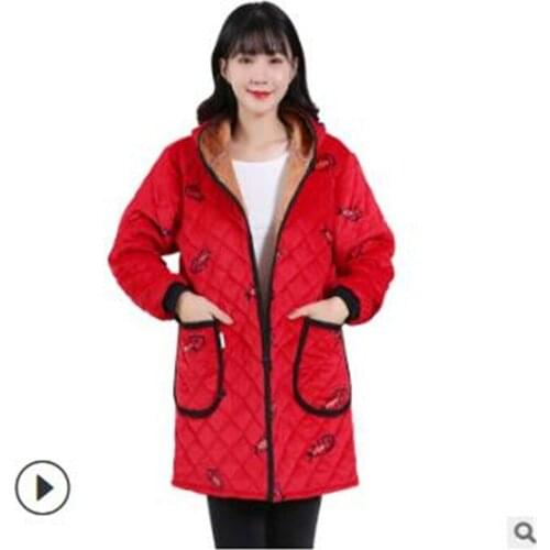 Trending Products Fashion Women Oversized coat Cotton Outwear Work clothes Winter jacket Add wool Keep warm coats Hooded 1706