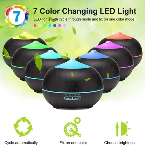 ELOOLE 400 ml Ultrasonic Aromatherapy Machine Humidifier Diffuser Automatic Power Off Moisturizing Wood Grain For Office Room