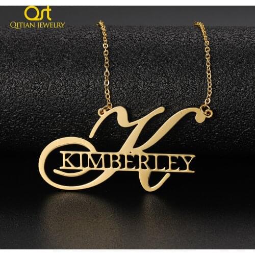 Unique Style Personalized Name Necklaces Pendants Customized Jewelry Big First Letters Nameplate Choker Necklace For Women Gifs