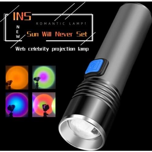 Sunset Projector Lamp Rainbow Projection Lamp USB Charge Floor Night Light Decoration Bedroom Gift Sunset Projector Lamp