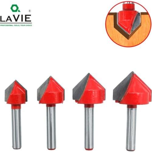 1pc or 4pcs 6.35mm Shank V Type Router Bit 90 Degree Edge Forming Bevel Woodworking Milling Cutter for Wood Bits