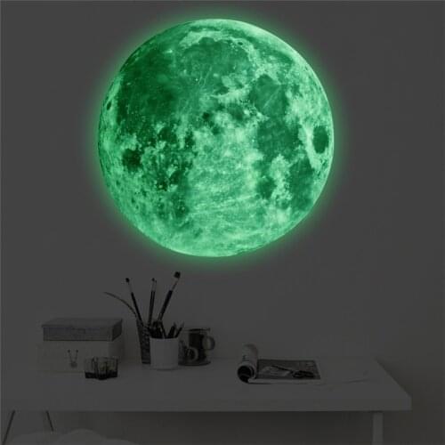 12/20/30cm Glow In the dark DIY 3D Moon Earth Wall Stickers for Kids Rooms Decor Fluorescent Energy Storage Home Decoration