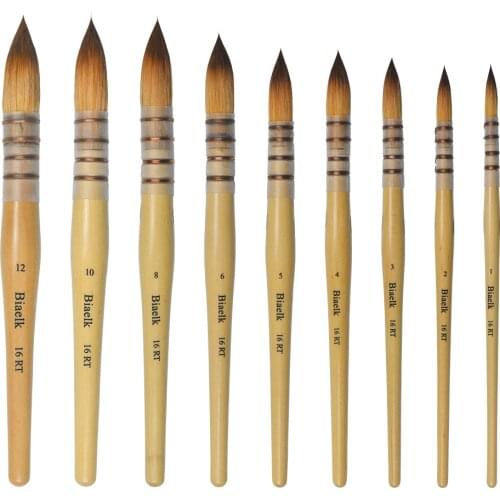 16RT High Quality Taklon Hair Wooden Handle Watercolor Acrylic Artist Art Supplies Paint Brush