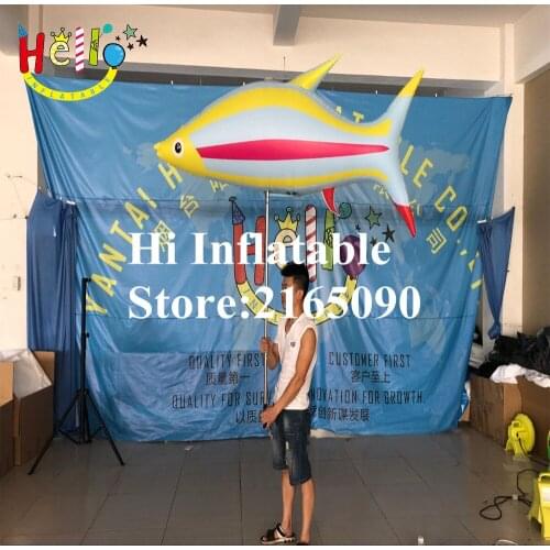 2 m wide parade decor inflatable walking fish puppet costume mascot