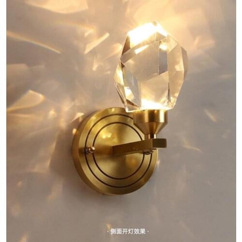 2021 Modern LED Crystal Wall Lamp Copper Living Room Bedroom Bathroom Light Projection Luxury TV Wall Light Bar Home Decor Light