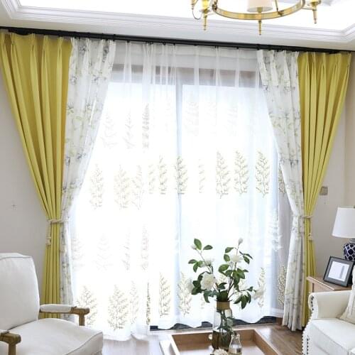2021 New Customized American Pastoral Living Room Bedroom Cotton and Linen Printing Blackout Fabric Curtains Finished Curtains