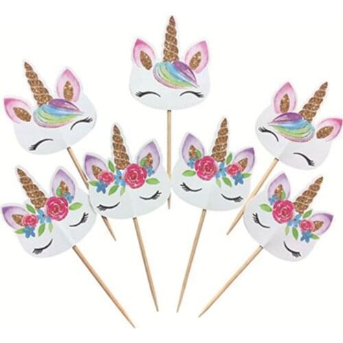 24pcs Unicorn Cake Topper For Birthday Party Decorations Kids Girl Favors Cupcake Toppers Unicorn Party Supplies