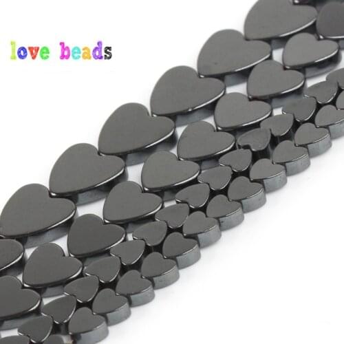 4x4/7x6/10x10mm Natural Black Hematites Stone Love shape Loose beads For Accessories Jewellery Making Bracelet 15