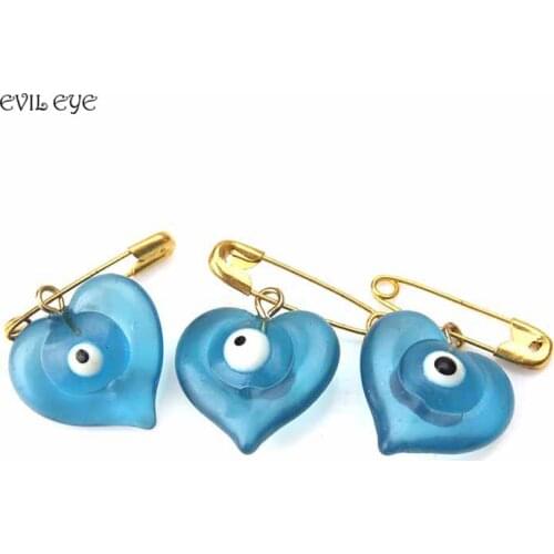 5pcs/lot Heart Shape Evil Eye Charms Transparent Pendant Brooch Cute Decoration Jewelry For Men Women Fashion