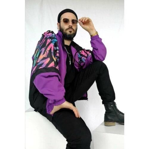 Unisex Oversize Retro Bomber Vintage Bomber Women Men Colorful Patterned Bomber Jacket Zipper Bomber