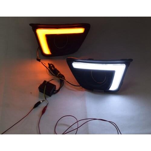 For Honda Jazz Fit 2014 2015 2016 2017 Turn Yellow Signal Relay Waterproof Car DRL 12V LED Daytime Running Light Fog Lamp