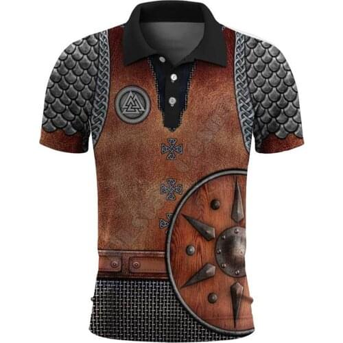 Hawaii Polo Shirt Viking Armor 3D Printed Polo Shirt Men For Women Short Sleeve Summer T-shirt style-7