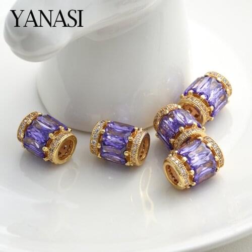 Crystal Beads For Jewelry Accessories Making Copper Gold Silver Color Large Hole Bead DIY Handmade Bracelet Necklace Gift