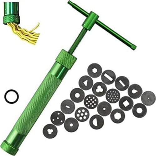 Perfect Rose Gold Clay Cake Sculpture Gun With 20 Tips Clay Craft Sugar Paste Extruder Fondant Cake Sculpture Polymer Tool